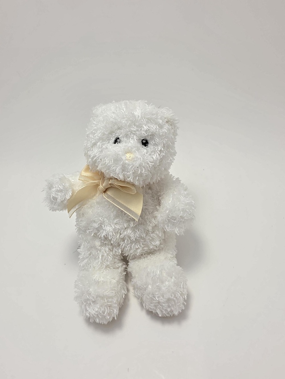 Baby Gund My First Teddy Small White Bear Cream Yellow Bow (4 inch)